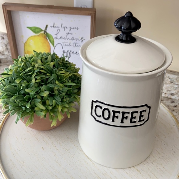 None Other - Modern Farmhouse Ceramic Coffee Canister & Lid